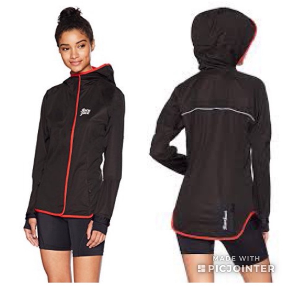 Race Face Scout Jacket Bike Cycling M Black Red Coat Hooded Water Resistant